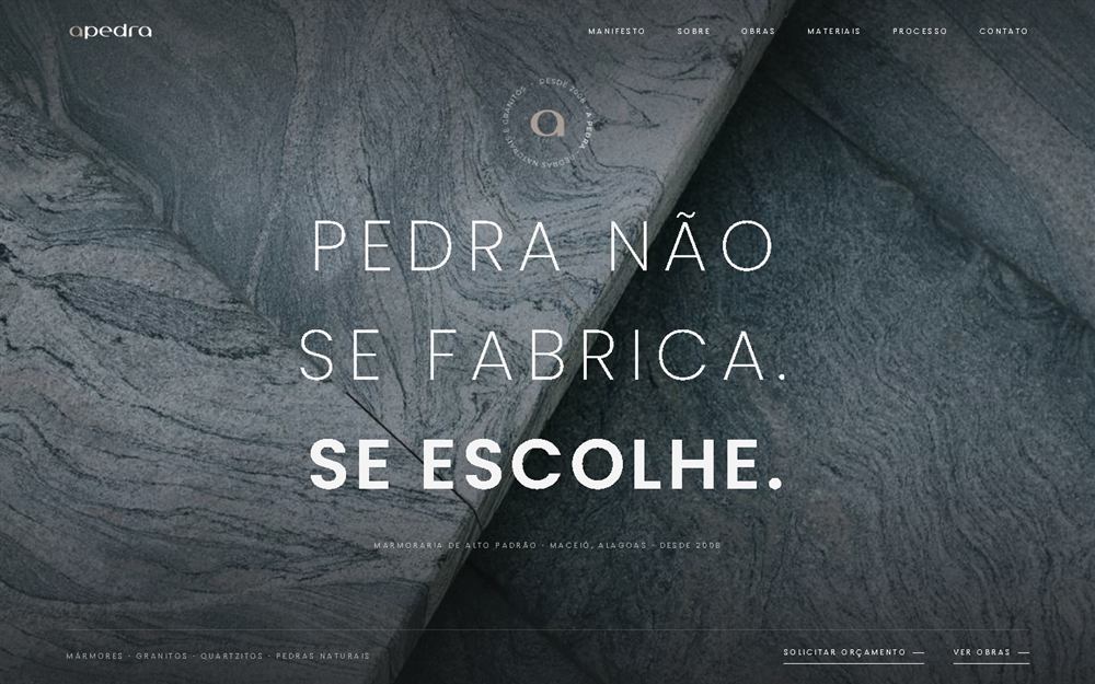 Página inicial do site da Apedra Mármores e Granitos
